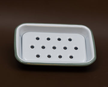 2 Part Grey and White Enamel Soap Dish