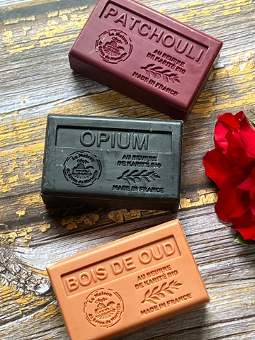 Patchouli, Oud & Opium | Fragranced Marseille Soap with Shea Butter | 3 x 125g