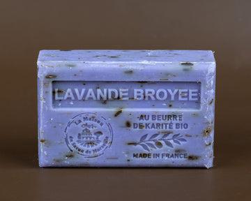 Lavender Flowers Exfoliating French Soap with organic Shea Butter 125g