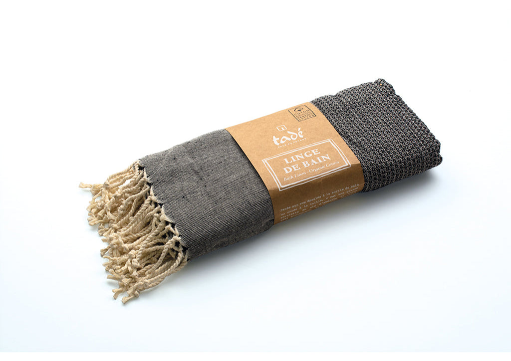 Hammam Towel, Organic Cotton, Black