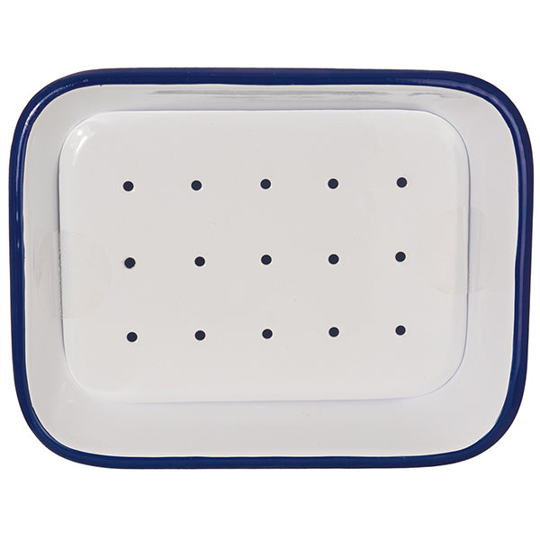 Blue & White Enamel Soap Dish - Large