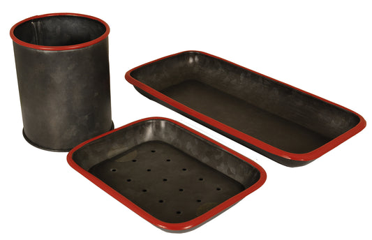 Graphite & Red Enamel Soap Dish - Large