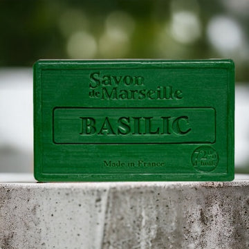 Basil Soap Savon de Provence, enriched with Sweet Almond Oil | 100g